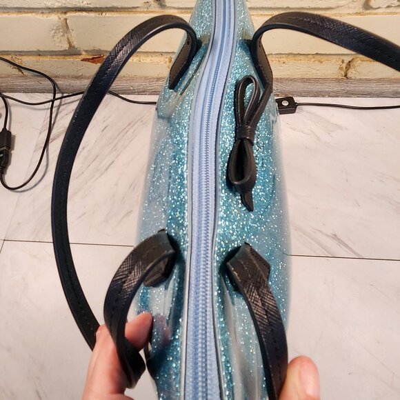 Like New Kate Spade Mavis Street Jeralyn Lakesedge Blue Glitter Tote Bag Purse - Picture 10 of 12